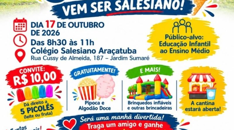 Colégio Salesiano promove Festa do Sorvete para integrar famílias e comunidade em Araçatuba